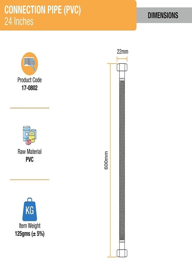 COSWARE 24" Inches PVC Flexible Connection Pipe Suitable for Water Heater Geysers, Countertop Faucets, Water Taps, Wash Basin, Kitchen Sinks & Toilet Flush (Pack of 2) (24 INCH) - Image 2